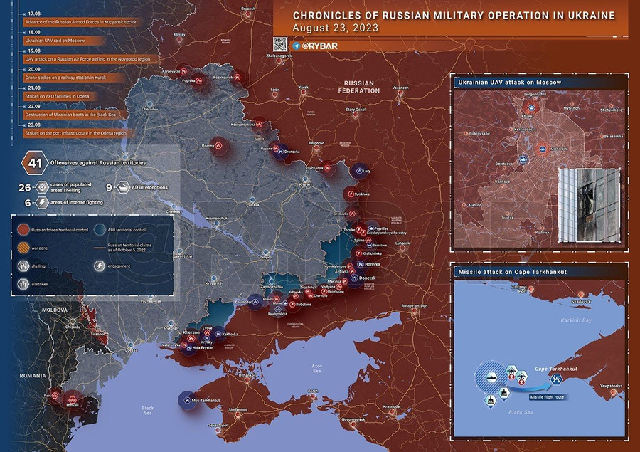 Bản đồ chiến trường ở Ukraine. (Ảnh: Rybar).