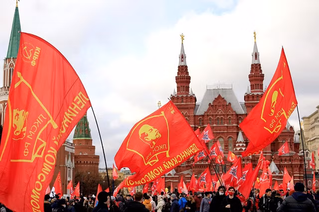 Quang cảnh buổi kỷ niệm 104 năm Cách mạng xã hội chủ nghĩa Tháng Mười vĩ đại trên quảng trường Đỏ. (Ảnh: Trần Hiếu/TTXVN)