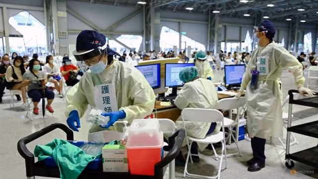 Một địa điểm tiêm vắc xin Covid-19 ở Đài Loan.