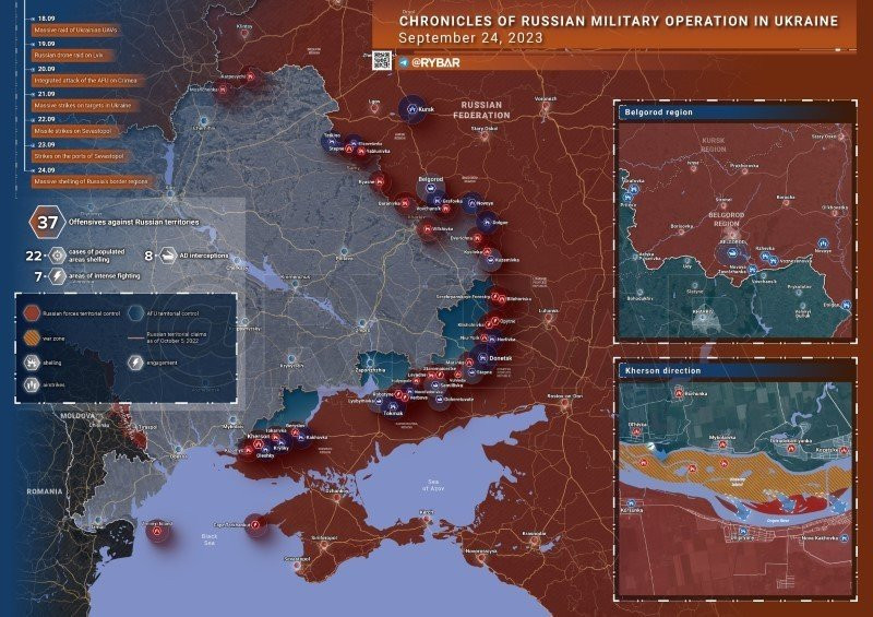 Bản đồ xung đột Ukraine. Ảnh: Rybar.