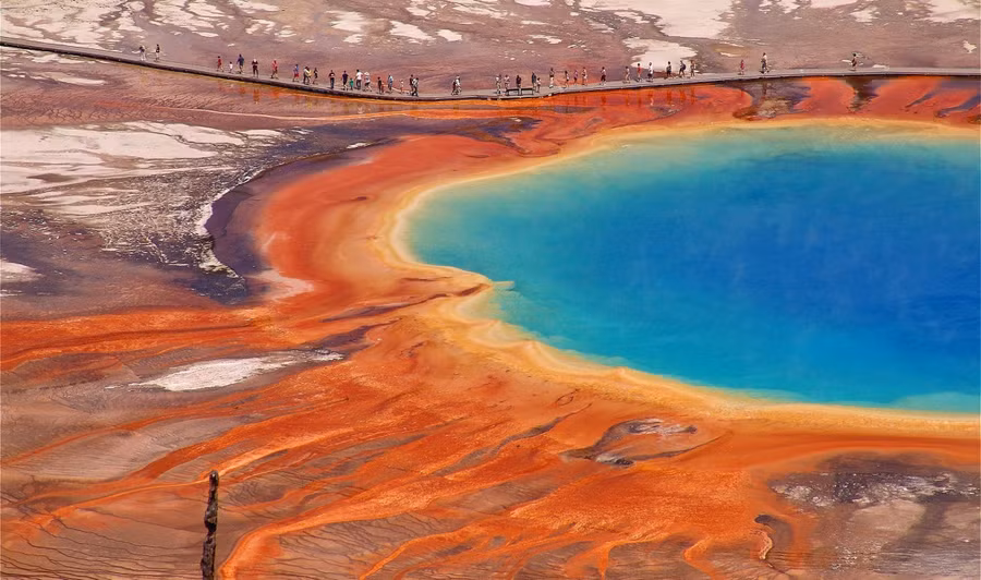 Hơn một nửa mạch thủy nhiệt trên thế giới nằm Yellowstone: Yellostone hiện có hơn 10 nghìn mạch thủy nhiệt, với vô cùng nhiều các loại suối nước nóng, hố bùn, lỗ phun khí, ruộng bậc thang travertine, và cả mạch nước phun. Rất nhiều vi sinh vật ưa nhiệt sinh sống trong những mạch thủy nhiệt này, tạo nên những mảng màu sặc sỡ cho công viên.