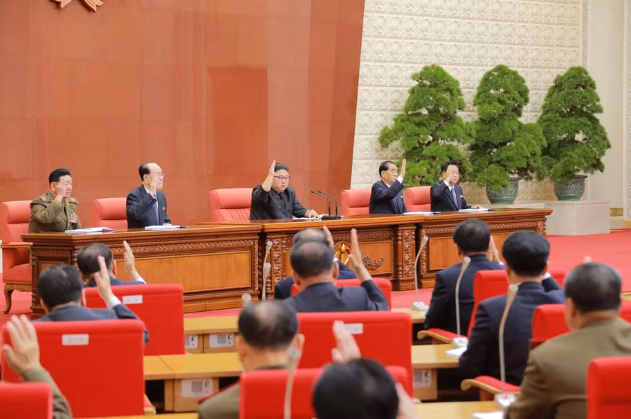 Ông Kim Jung Un tại cuộc họp của Đảng Lao động