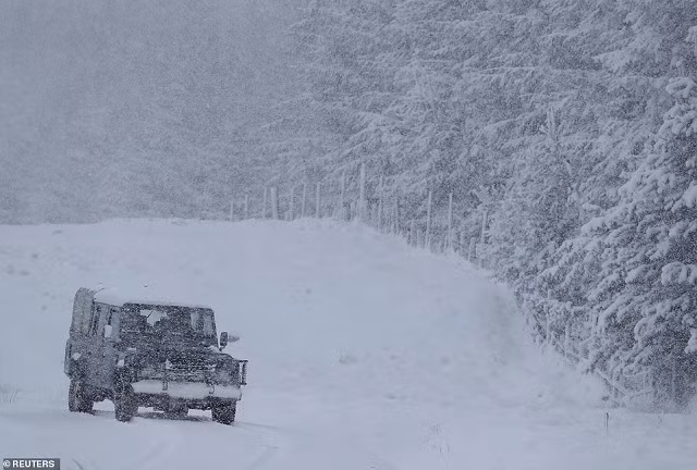 Tuyết rơi gần Trinafour, Scotland Tuyết rơi gần Trinafour, Scotland