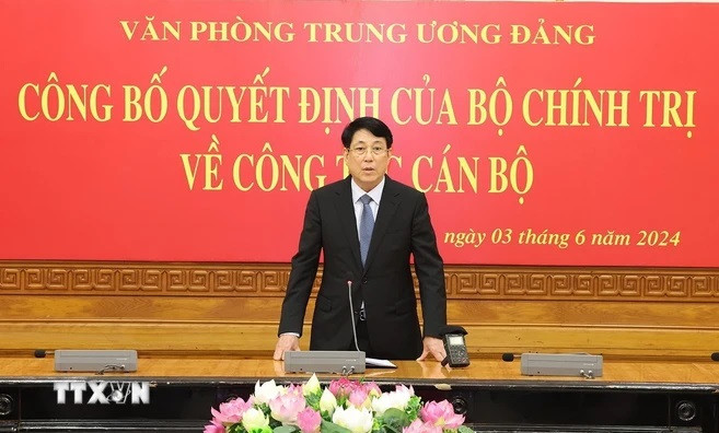 Đại tướng Lương Cường, Ủy viên Bộ Chính trị, Thường trực Ban Bí thư phát biểu tại buổi lễ. (Ảnh: Trí Dũng/TTXVN) Đại tướng Lương Cường, Ủy viên Bộ Chính trị, Thường trực Ban Bí thư phát biểu tại buổi lễ. (Ảnh: Trí Dũng/TTXVN)