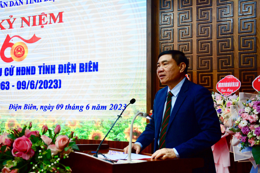 Ông Trần Quốc Cường, Bí thư Tỉnh ủy Điện Biên phát biểu tại Lễ kỷ niệm.