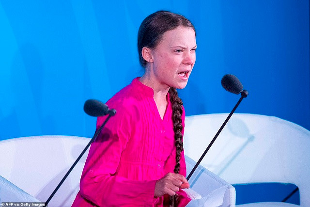 Nhà hoạt động khí hậu Greta Thunberg trong Hội nghị thượng đỉnh về hành động khí hậu của Liên hợp quốc ngày 23 tháng 9 Nhà hoạt động khí hậu Greta Thunberg trong Hội nghị thượng đỉnh về hành động khí hậu của Liên hợp quốc ngày 23 tháng 9