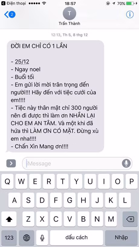 Lo noi dung tin nhan moi cuoi khac nguoi cua Tran Thanh - Anh 2
