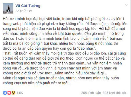 Vũ Cát Tường bất ngờ chia sẻ về vấn đề Vu Cat Tuong bat ngo chia se ve van de