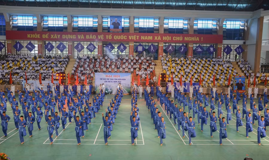 Màn biểu diễn võ thuật chào mừng Đại hội.