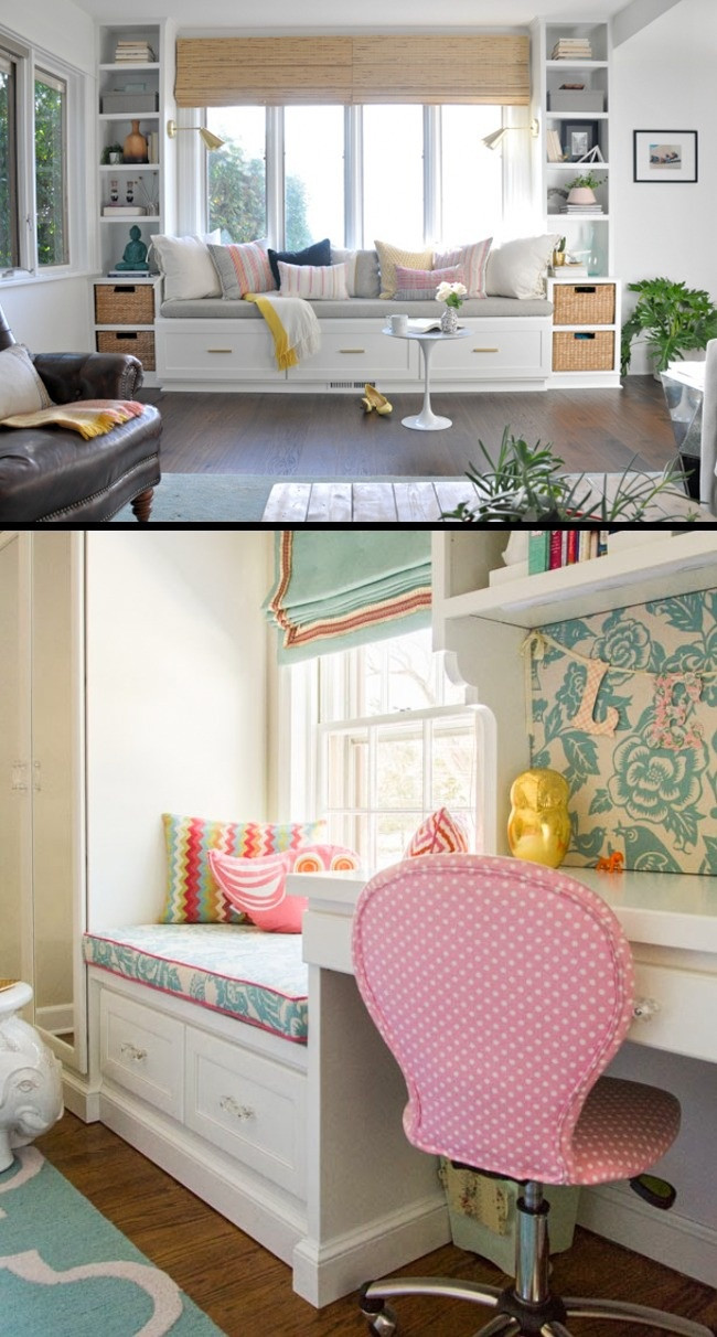 Ghế ngồi bên cửa sổ. Không gian bên cửa sổ là nơi tuyệt vời để thư giãn. Nó cũng có thể vừa là nơi chứa đồ vừa là chiếc ghế êm ái, nơi bạn có thể ngồi thưởng thức một cuốn sách hay.