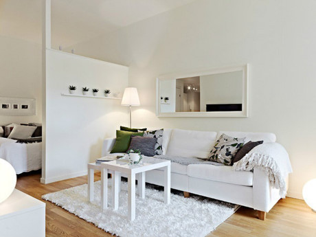 Nội thất cá tính trong căn hộ trắng phong cách Scandinavian rộng 40m2 - Ảnh 2 Noi that ca tinh trong can ho trang phong cach Scandinavian rong 40m2 - Anh 2