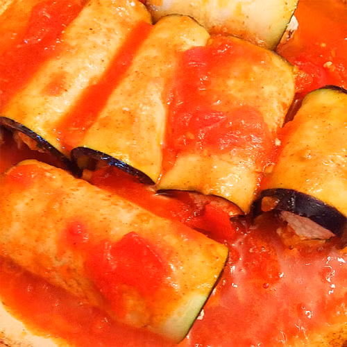 Cà tím cuộn đậu phụ nấm sốt cà chua - 5