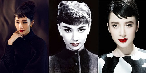 Với cặp lông mày đậm nét cùng đôi môi đỏ gợi cảm theo phong cách Audrey Hepburn, hoa hậu Đặng Thu Thảo trông khá lạ lẫm và hơi nam tính. "Nàng thơ” mới của Đỗ Mạnh Cường, Angela Phương Trinh ghi tên vào danh sách những ngôi sao hóa trang giống Audrey Hepburn đẹp và tự nhiên nhất. nhung-kieu-lam-dep-giong-sao-ngoai-cua-hot-girl-viet