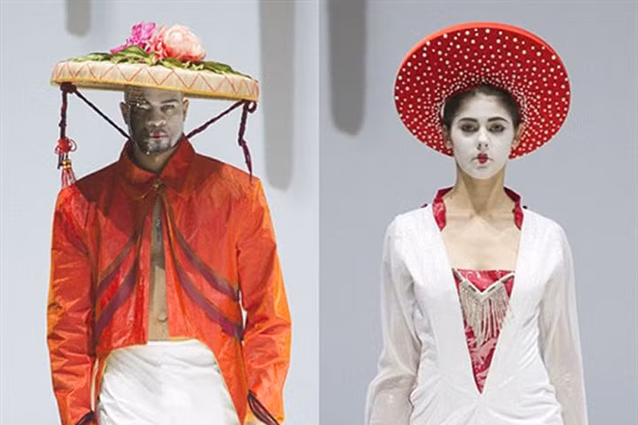 Nón quai thao, mấn Việt xuất hiện trên sàn diễn thời trang quốc tế