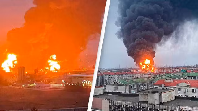 Cơ sở dầu mỏ ở vùng Belgorod của Nga bốc cháy.