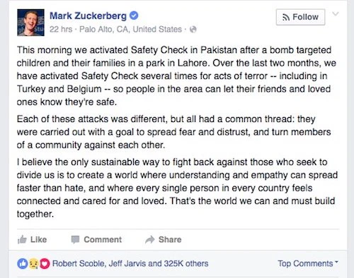 Liên tục xảy ra khủng bố, Mark Zuckerberg nghĩ gì?