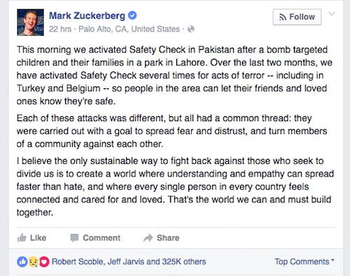 Liên tục xảy ra khủng bố, Mark Zuckerberg nghĩ gì?