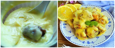 Đổ nước cam ra bát, thêm sốt mayonaise vào trộn đều (bạn có thể điều chỉnh tỷ lệ theo khẩu vị nhưng tỷ lệ nước cam và salad dressing 1:1 là ngon). Trút phần sườn vừa chiên vào bát hỗn hợp sốt rồi đảo đều. Gắp sườn ra đĩa, trang trí bằng vài lát cam thái mỏng và nhánh bạc hà cho đẹp mắt.