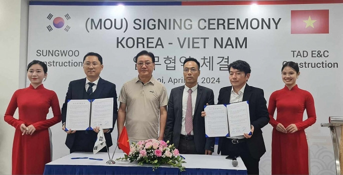 Lễ ký kết thỏa thuận hợp tác giữa Công ty Cổ phần Xây dựng TAD E&C (Việt Nam) và Công ty Xây dựng Sungwoo ID (Hàn Quốc) 