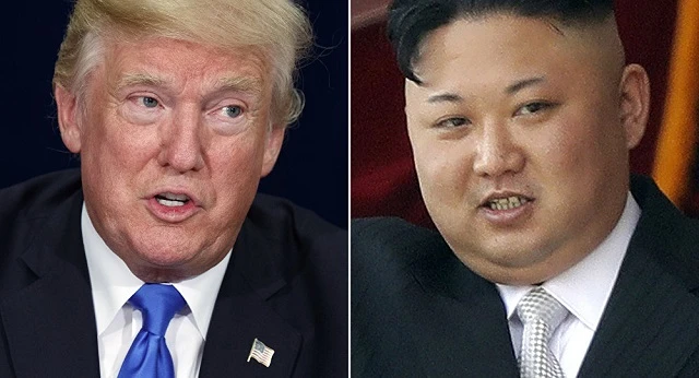 Tổng thống Mỹ Donald Trump (trái) và nhà lãnh đạo Triều Tiên Kim Jong un