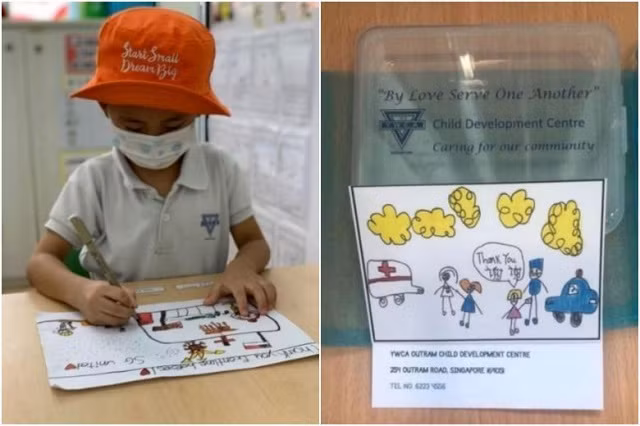 Trẻ em Singapore gửi thông điệp cảm ơn tới tuyến đầu chống dịch.