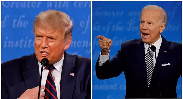 TT Mỹ Donald Trump và ứng cử viên Joe Biden (phải).