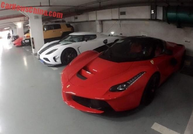 Ferrari LaFerrari có màu sơn đỏ, trần màu đen và nội thất đỏ. Bộ la-zăng màu đen mờ với ngàm phanh màu đỏ. Số lượng LaFerrari tại Trung Quốc ước tính khoảng 6 chiếc. Trên thế gới, model này được sản xuất với số lượng 499 chiếc. Garage với loạt siêu xe khủng ở Thượng Hải