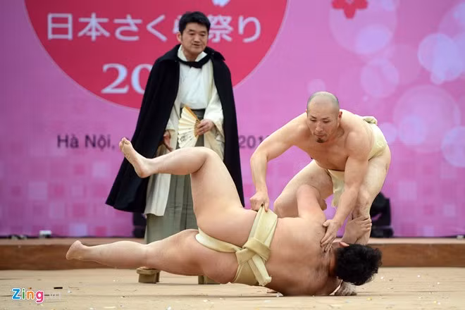 Võ sĩ sumo đấu vật giữa Hoàng thành Thăng Long
