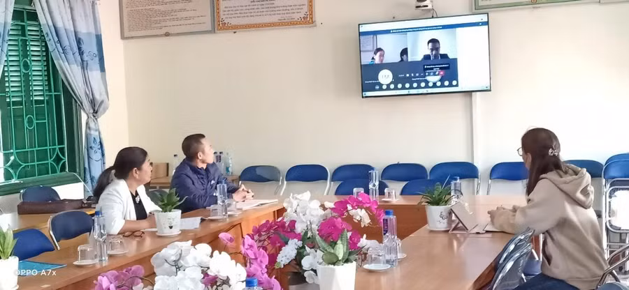 Điểm cầu tập huấn tại Trường Tiểu học số 1 thị trấn Tuần Giáo. Ảnh: Sở GD&ĐT Điện Biên.