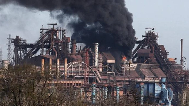 Nhà máy luyện thép Azovstal ở Mariupol, Ukraine.