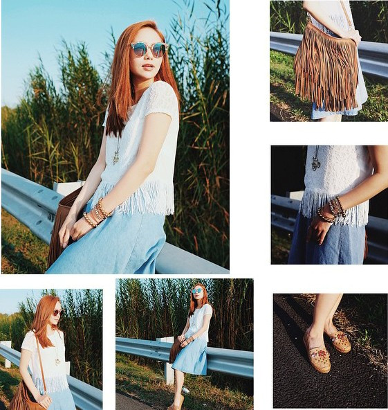 Mẫu giày đế cói trẻ trung với điểm nhấn là hạt đá giúp Minh Hằng năng động khi xuống phố. 5 mẫu giày bệt Minh Hằng diện cả hè không chán