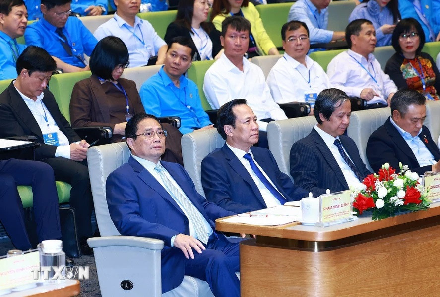 Thủ tướng Phạm Minh Chính tham dự Diễn đàn Nâng cao Năng suất Lao động Quốc gia năm 2024. (Ảnh: Dương Giang/TTXVN)