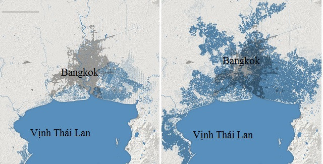 TP Bangkok của Thái Lan cũng được dự đoán chìm dưới nước vào năm 2050. TP Bangkok của Thái Lan cũng được dự đoán chìm dưới nước vào năm 2050.