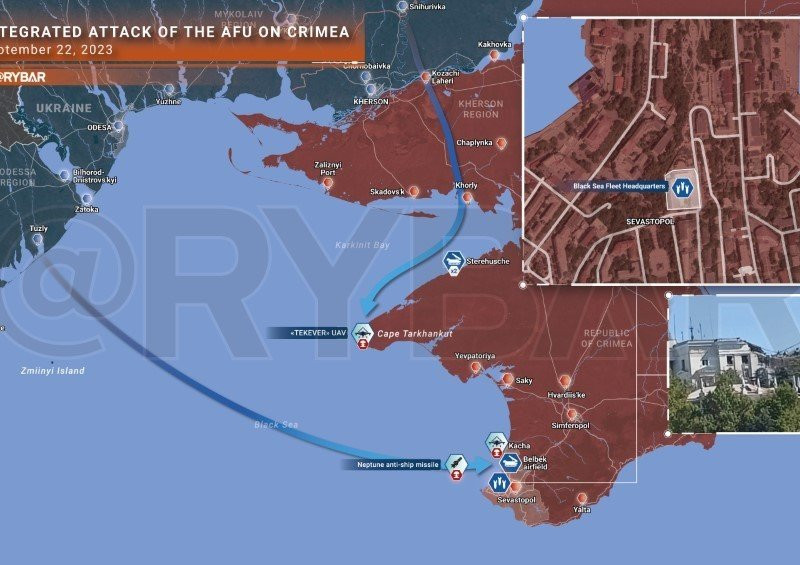 Bản đồ tấn công Sevastopol. (Ảnh: Rybar) Bản đồ tấn công Sevastopol. (Ảnh: Rybar)