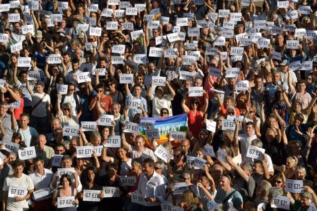 Một cuộc biểu tình diễn ra trước thềm thượng đỉnh G7 ở Pháp. (Ảnh: AFP)