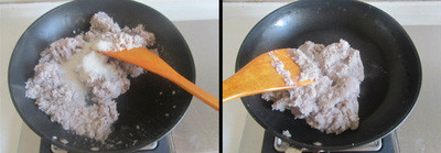 Chuẩn bị chảo nóng với ít dầu ăn, thêm đường vào đảo đều một lúc rồi cho khoai môn vào trộn đều đến khi khoai chuyển mềm mịn.