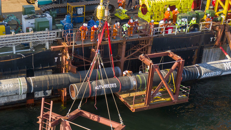 Việc xây dựng đường ống dẫn khí Nord Stream 2 ở Biển Baltic. (Ảnh: Nord Stream 2 AG/AFP).