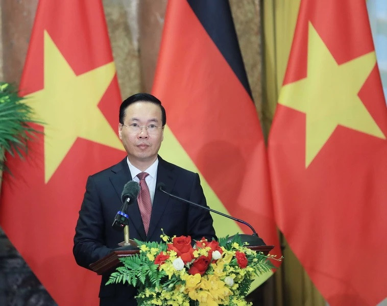 Chủ tịch nước Võ Văn Thưởng phát biểu tại cuộc gặp gỡ báo chí. (Ảnh: Thống Nhất/TTXVN) Chủ tịch nước Võ Văn Thưởng phát biểu tại cuộc gặp gỡ báo chí. (Ảnh: Thống Nhất/TTXVN)