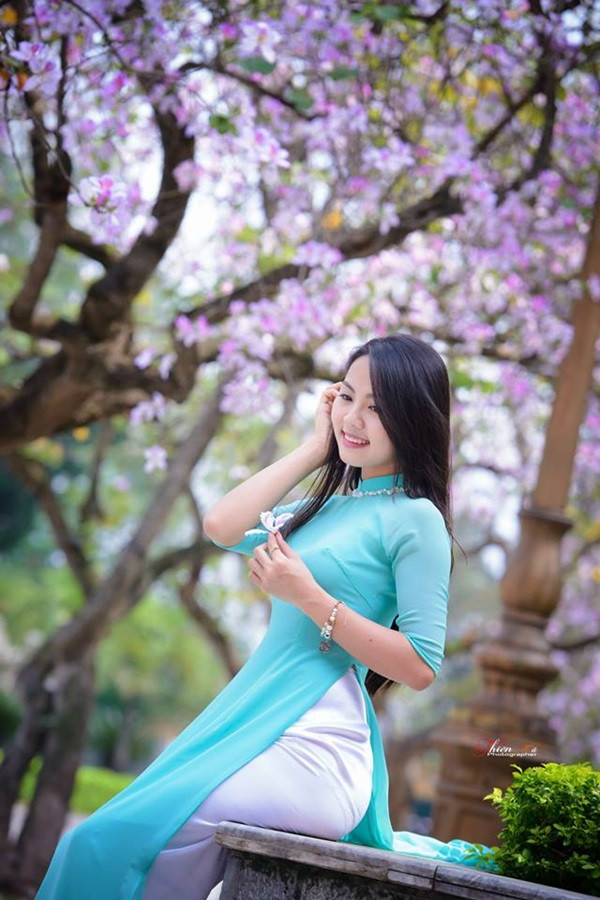 Hình ảnh: Ngắm thiếu nữ đẹp dịu dàng dạo đường hoa ban Bắc Sơn số 8