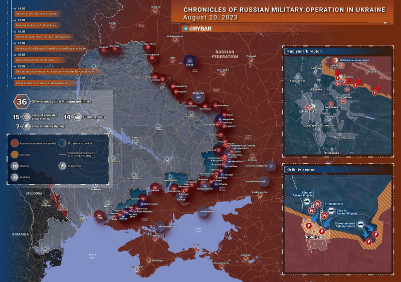 Bản đồ chiến sự Ukraine ngày 20/8. Bản đồ chiến sự Ukraine ngày 20/8.