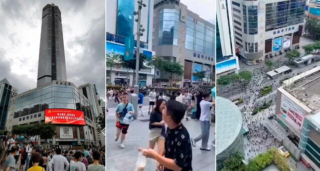 Tòa nhà SEG Plaza rung lắc khiến nhiều người tháo chạy.