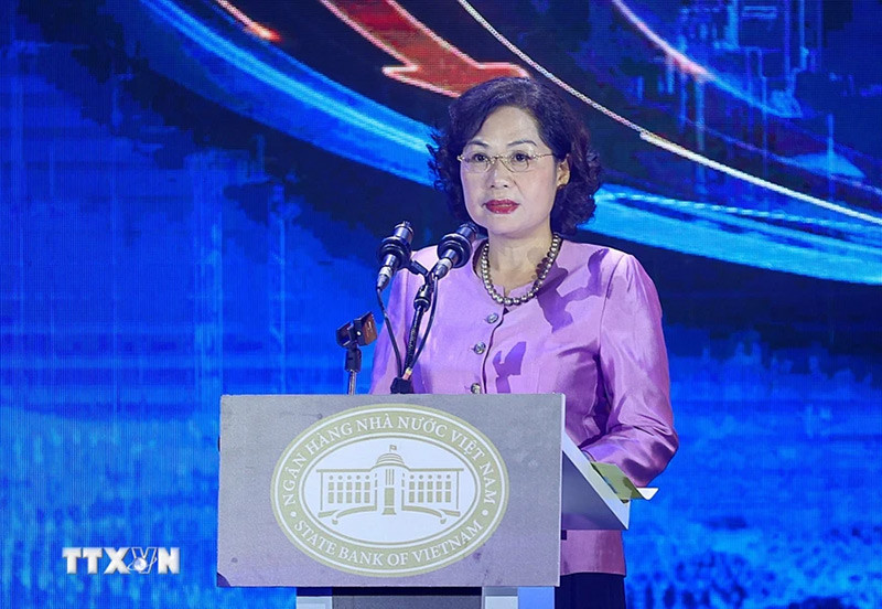 Thống đốc Ngân hàng Nhà nước Việt Nam Nguyễn Thị Hồng phát biểu. (Ảnh: Dương Giang/TTXVN)
