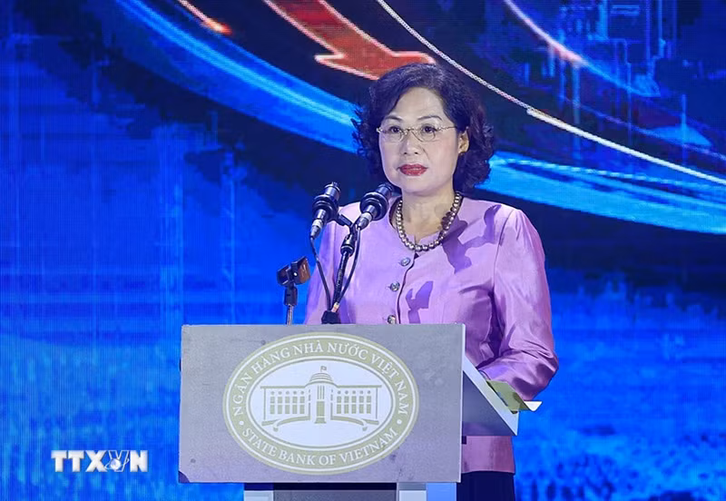 Thống đốc Ngân hàng Nhà nước Việt Nam Nguyễn Thị Hồng phát biểu. (Ảnh: Dương Giang/TTXVN)