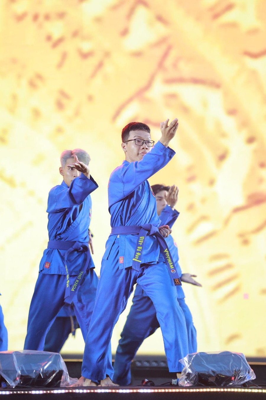 Chương trình mở đầu với tiết mục biểu diễn võ Vovinam - một môn võ truyền thống của người Việt. (Ảnh: NVCC)