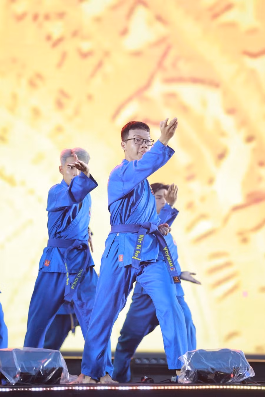 Chương trình mở đầu với tiết mục biểu diễn võ Vovinam - một môn võ truyền thống của người Việt. (Ảnh: NVCC)