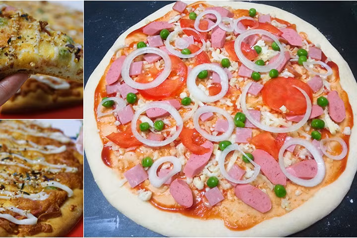 Bánh pizza xúc xích giăm bông dễ làm tại nhà