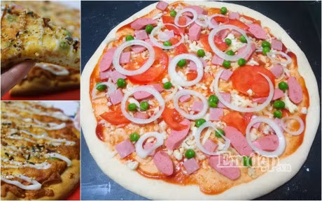 Banh pizza xuc xich giam bong de lam tai nha - Anh 1