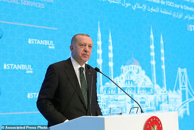 TT Thổ Nhĩ Kỳ Recep Tayyip Erdogan phát biểu trong cuộc họp của Tổ chức Hợp tác Hồi giáo (OIC), tại Istanbul. Ngày 9/12/2019