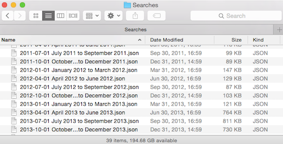 Lịch sử tìm kiếm sẽ được lưu dưới định dạng file .json. Lịch sử tìm kiếm sẽ được lưu dưới định dạng file .json.