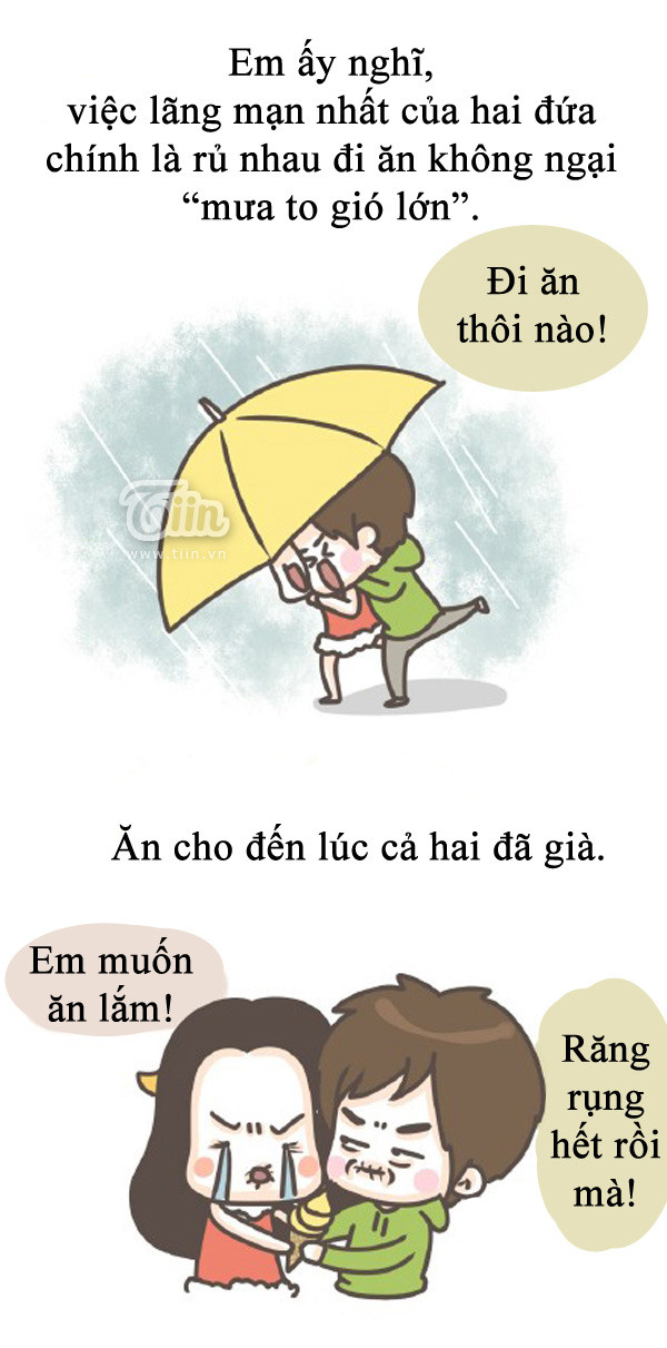 Tranh vui Chuyện hài hước của anh chàng có cô người yêu tham ăn